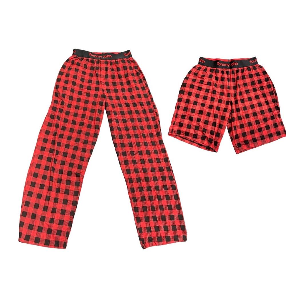 Tommy John Sleepwear Red and Black Buffalo Plaid SZ S Pajamas Pants Shorts NWT